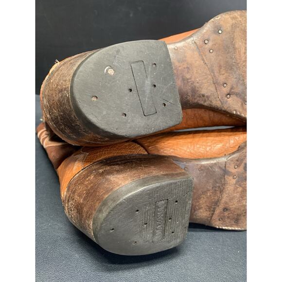 Vintage Ostrich Leather Cowboy Boots 11 D Western Embroidery main image 13